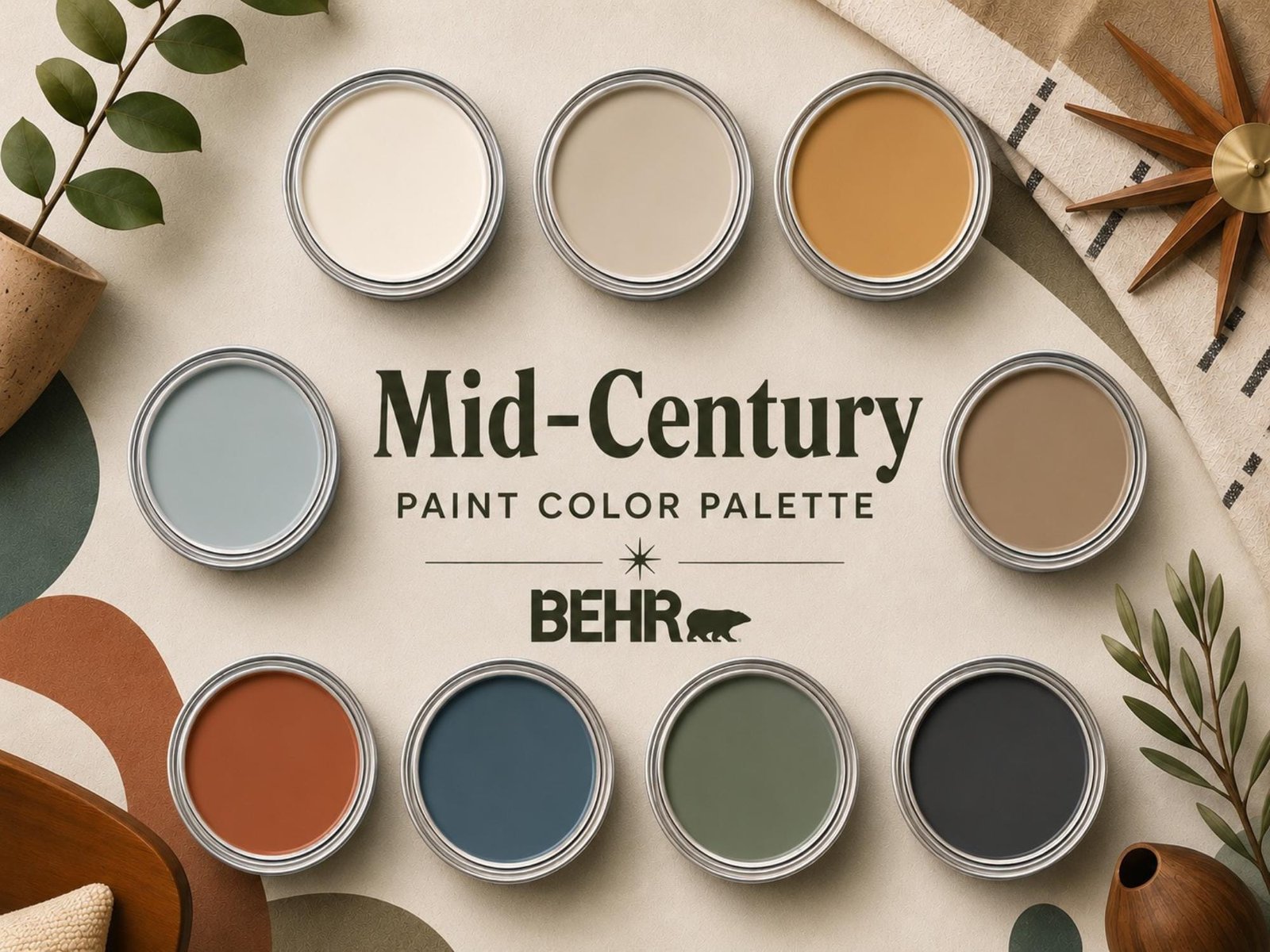 Mid-Century Paint Color Palette (Behr Colors)