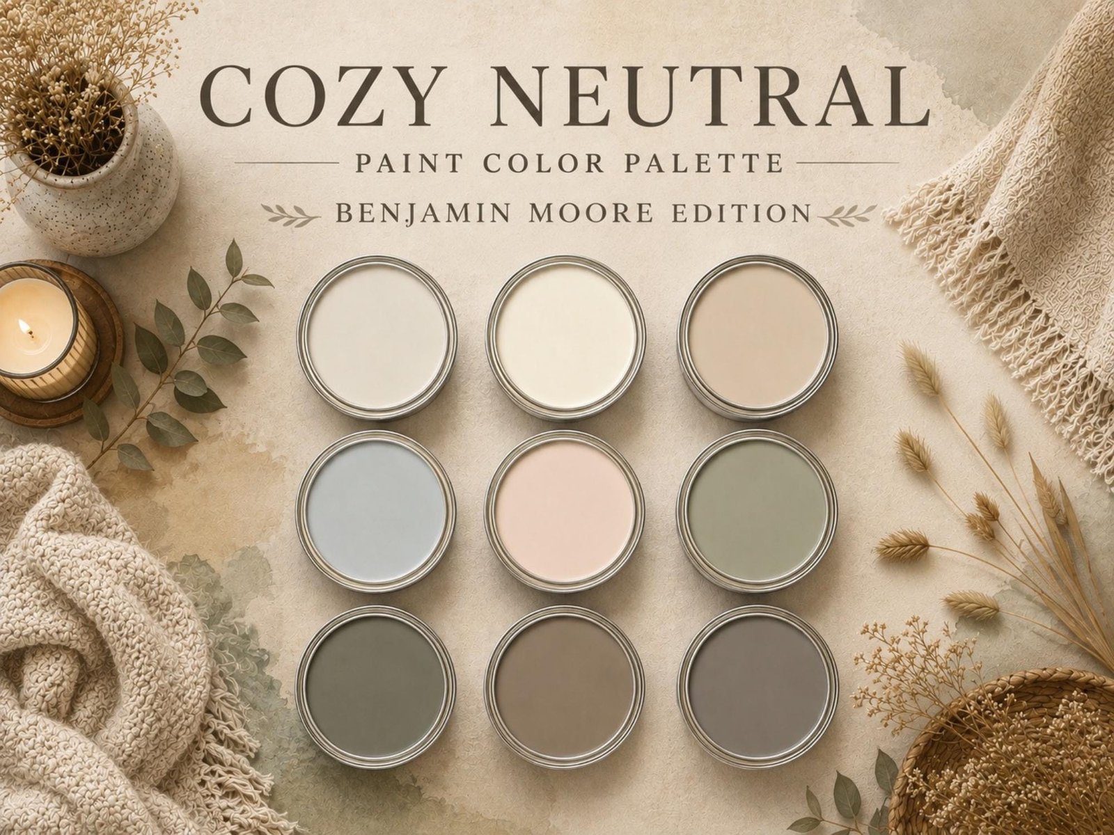 Cozy Neutral Paint Color Palette (Benjamin Moore Colors)