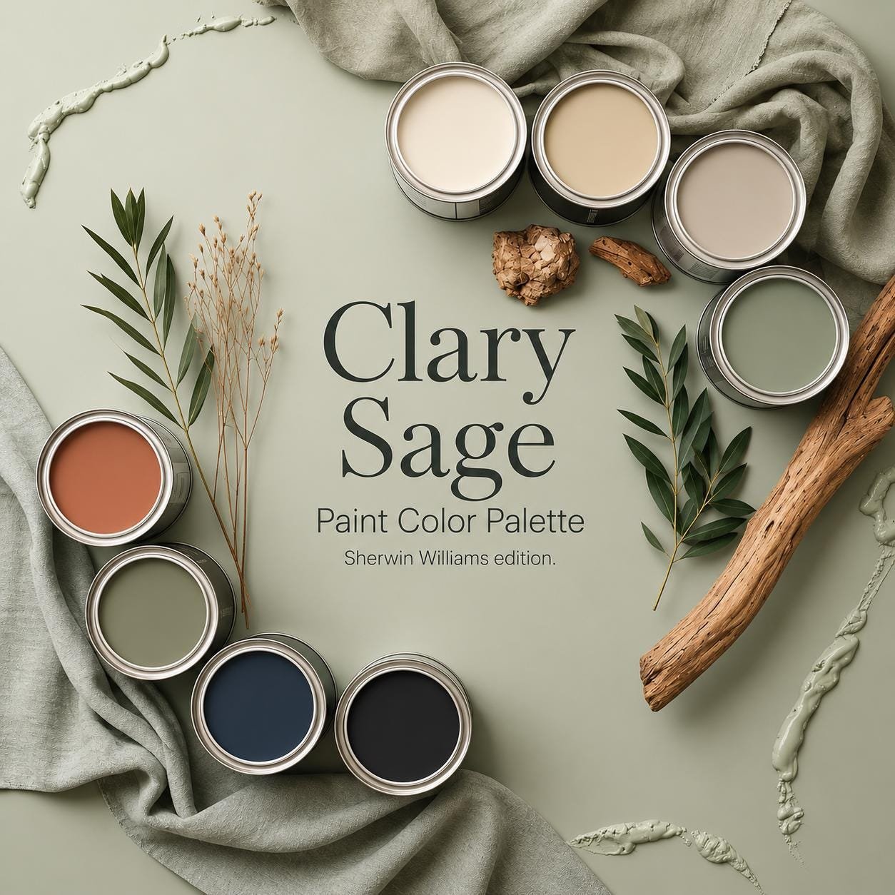 Clary Sage Paint Color Palette (Sherwin-Williams Colors)