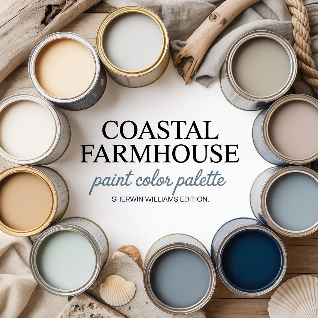 Coastal Farmhouse Paint Palette (Sherwin-Williams Colors)
