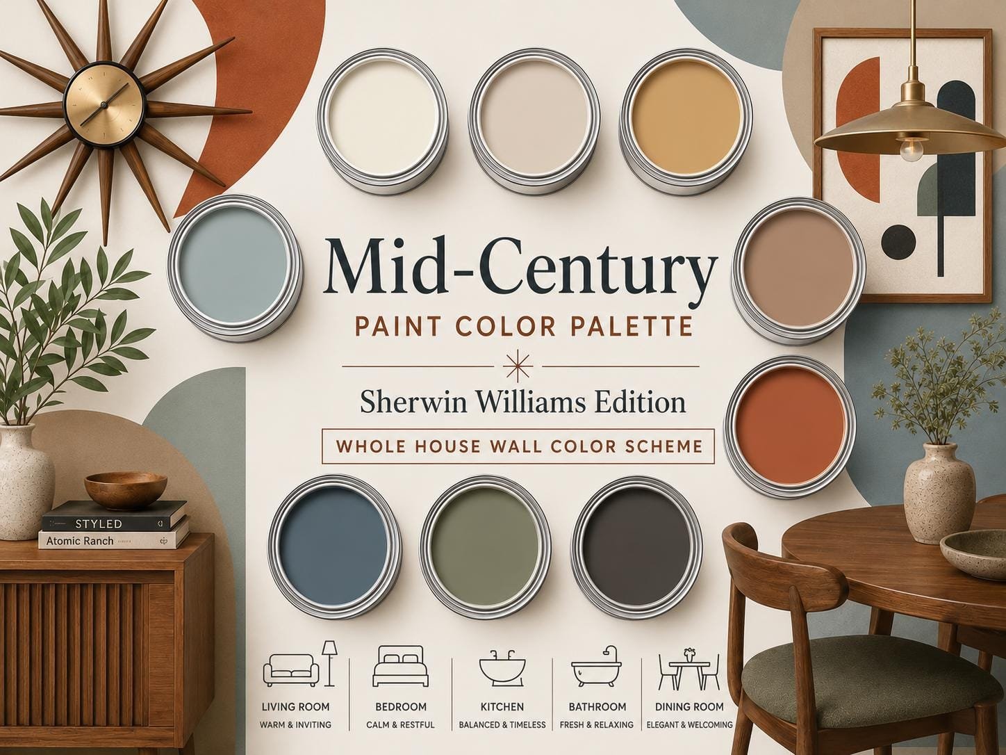 Mid Century Modern Color Palette (Sherwin-Williams Colors)